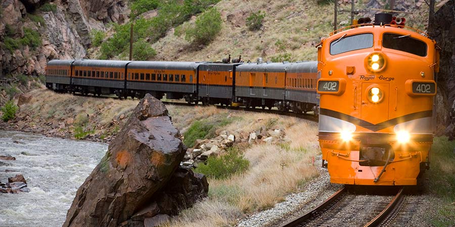 Admiring scenic views on the Royal Gorge Route Railroad